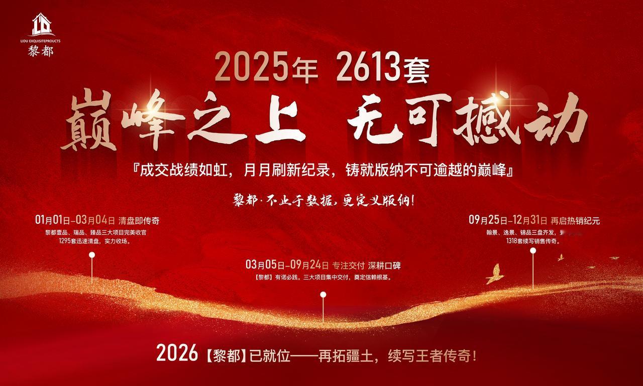 2025年黎都系列楼盘销售2613套！问鼎版纳市场销冠！
回顾过去一年黎都创造的