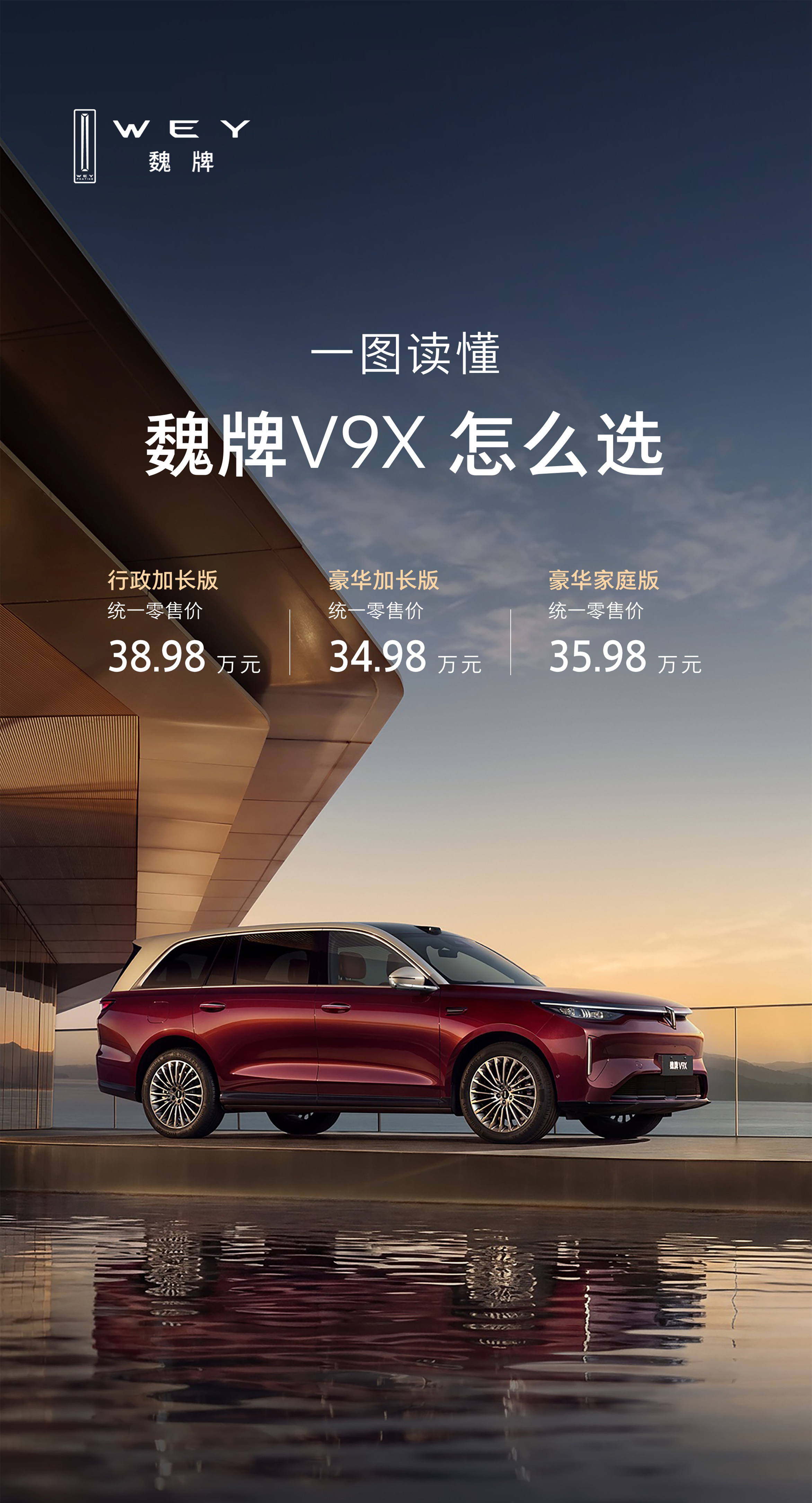 魏牌V9X正式上市，34.98-38.98万元，全系归元S平台+2.0T超级Hi