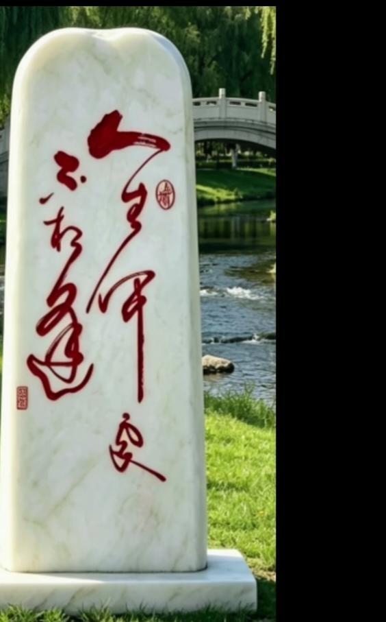 路边一块石碑刻了七个狂草字，没人看得懂。刷到好多人都在发，评论区全是＂求翻译＂，