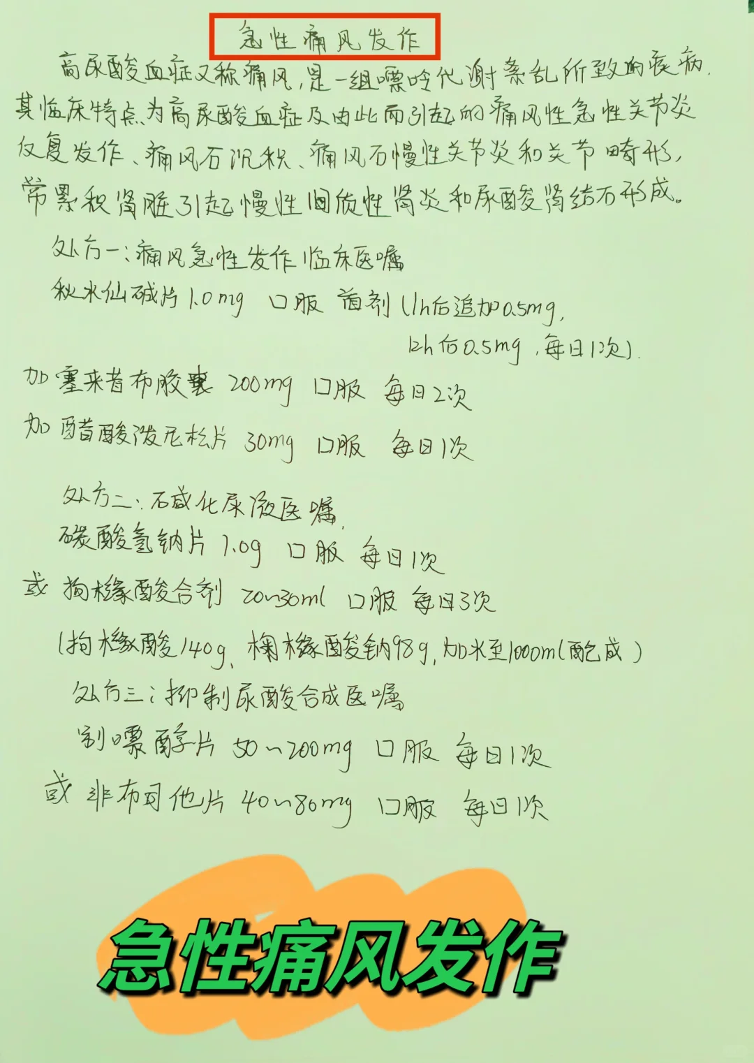 学习笔记分享之急性痛风发作！！