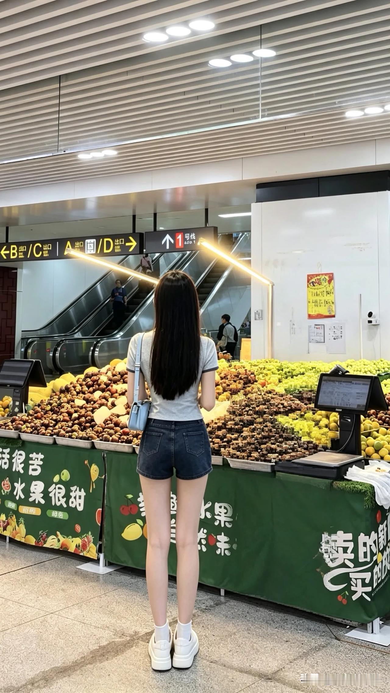 下班地铁站：水果摊前的我，毫无抵抗力🍊🍇

今天下班路过地铁中转站
一眼瞥见