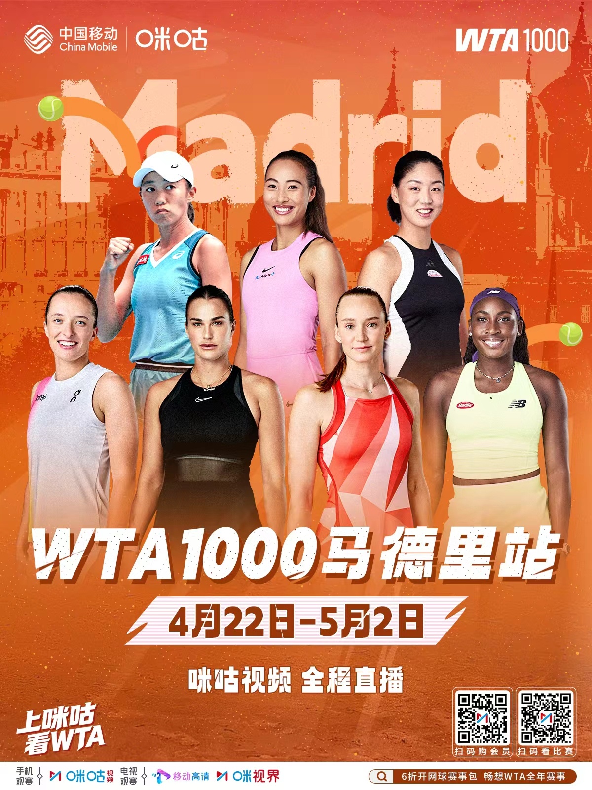 #WTA马德里赛前八种子对位# WTA1000马德里站🧱 2026年首项红土1