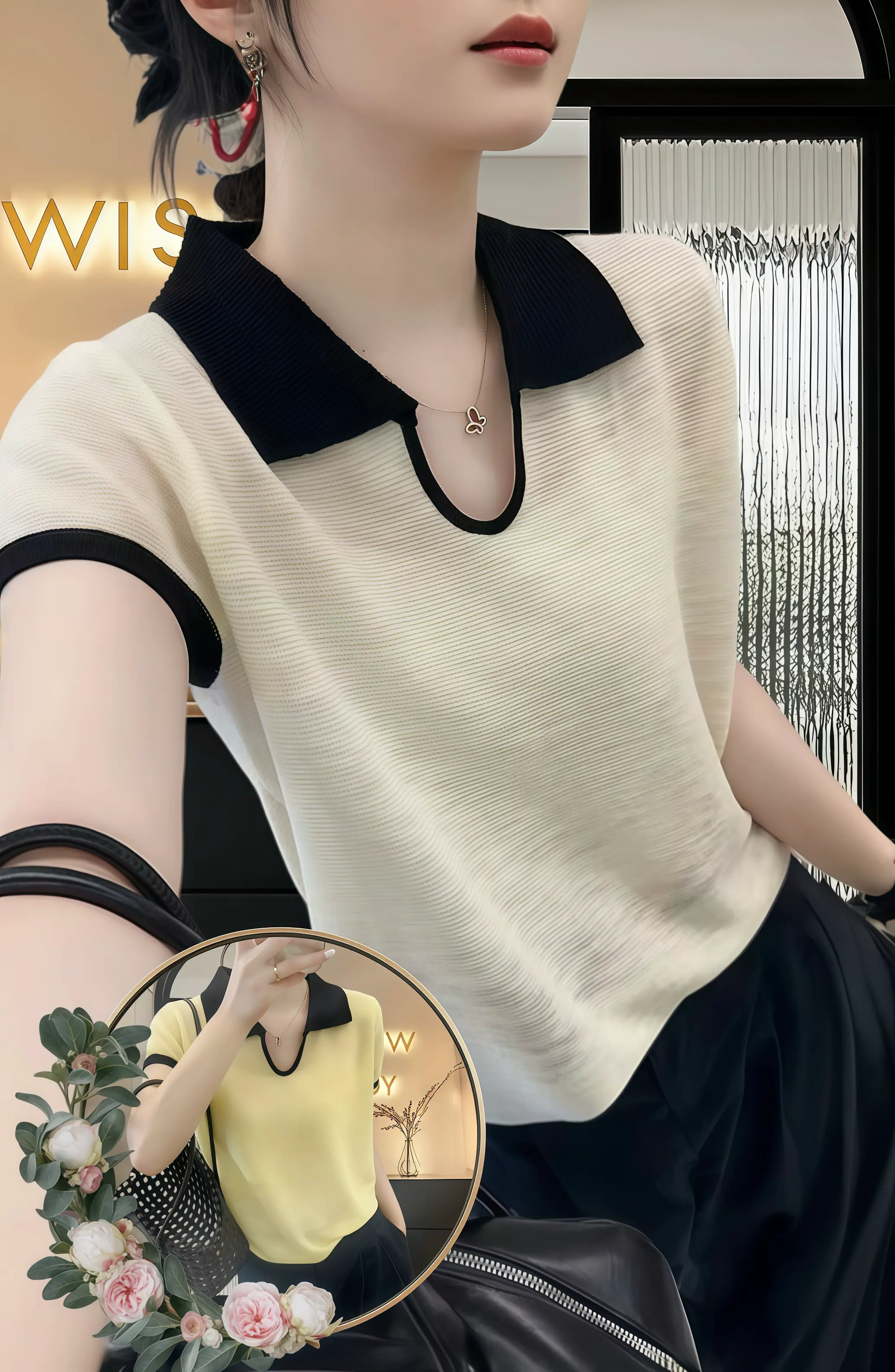 一眼沦陷!小众针织衫美出温柔显气质!宝子们!夏天这件别致翻领撞色针织衫...