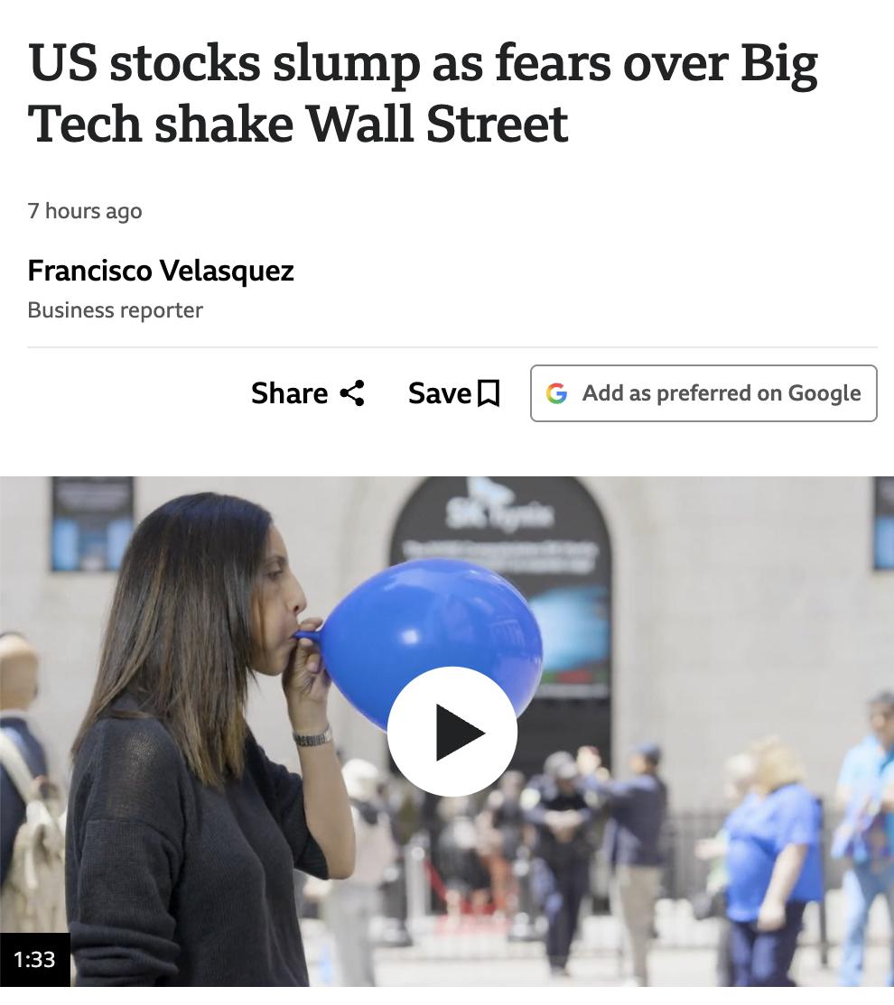 外媒：美国科技股暴跌引发华尔街震荡，纳斯达克指数单日跌幅超4%，创2025年4月