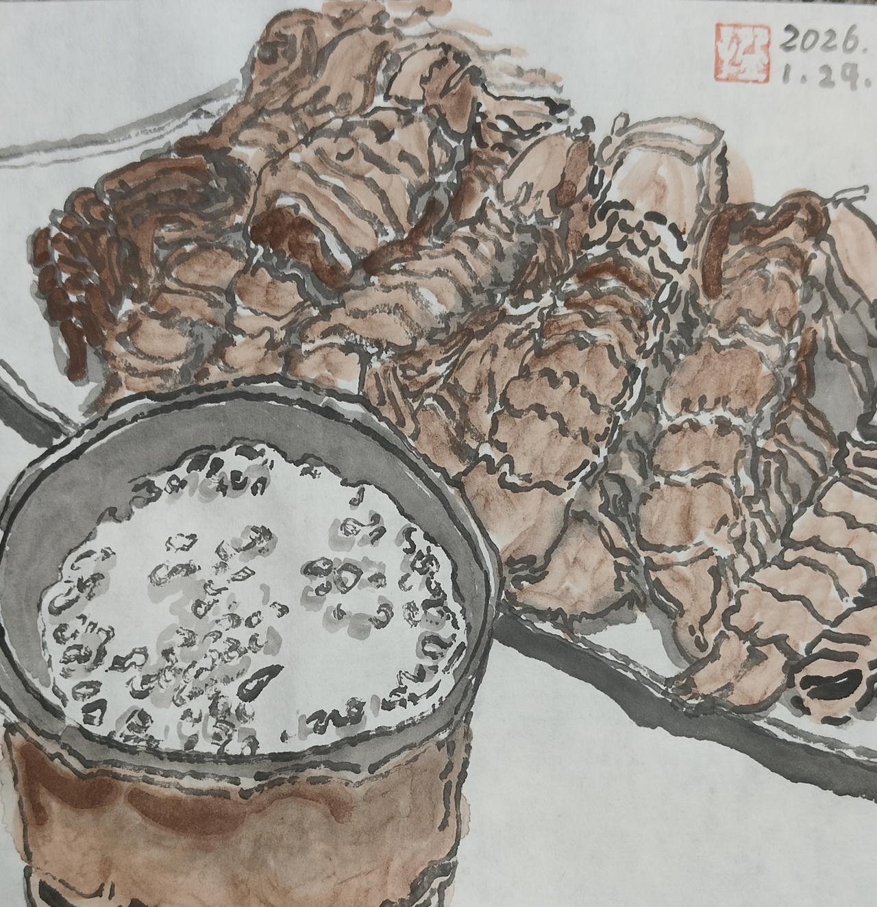 碗子的纸片水墨《吃点喝点系列》