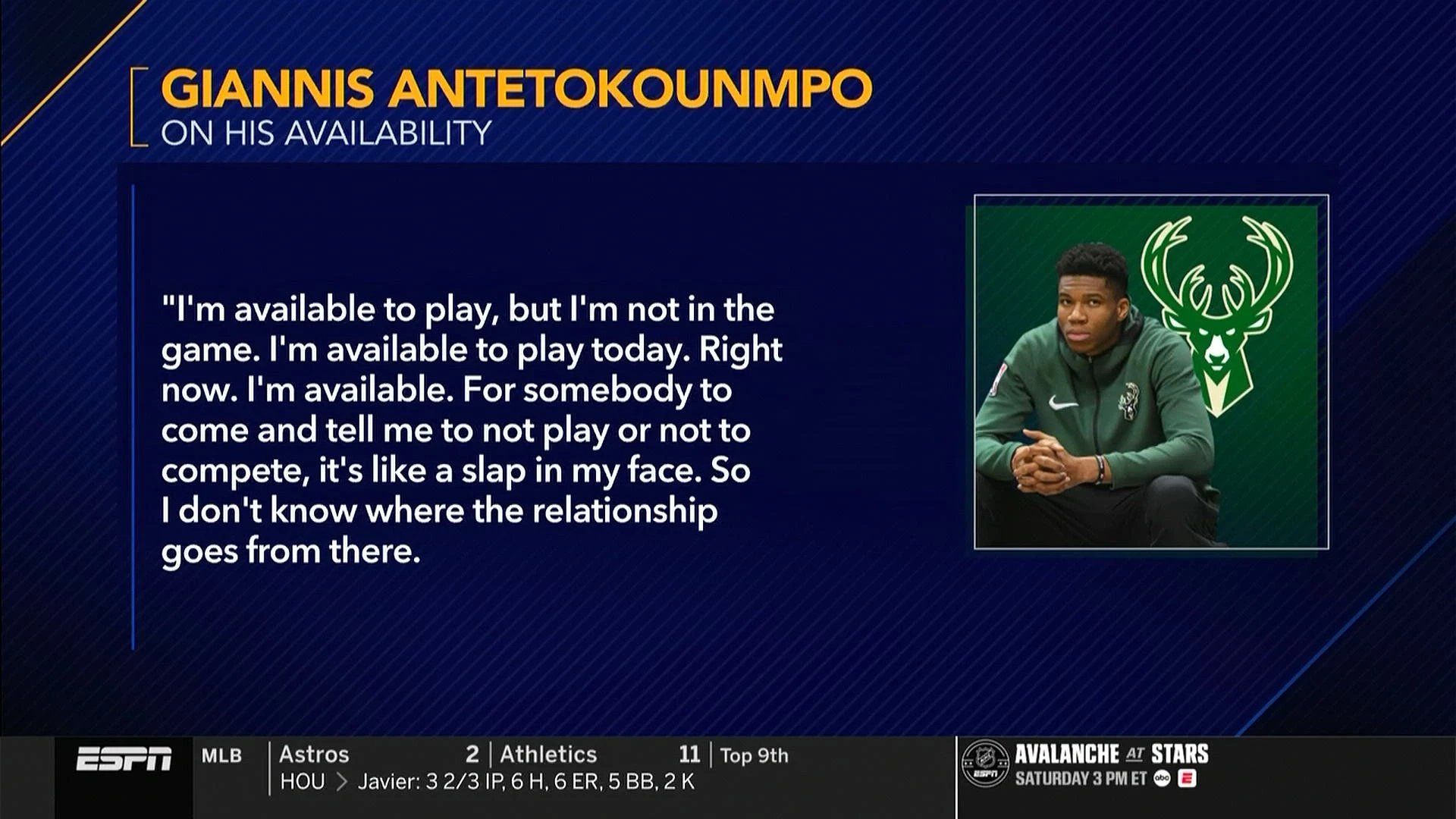 ▲字母：我愿意参加比赛，但我并未打比赛。今天我可以打赛。此刻我就可以上场。我随时