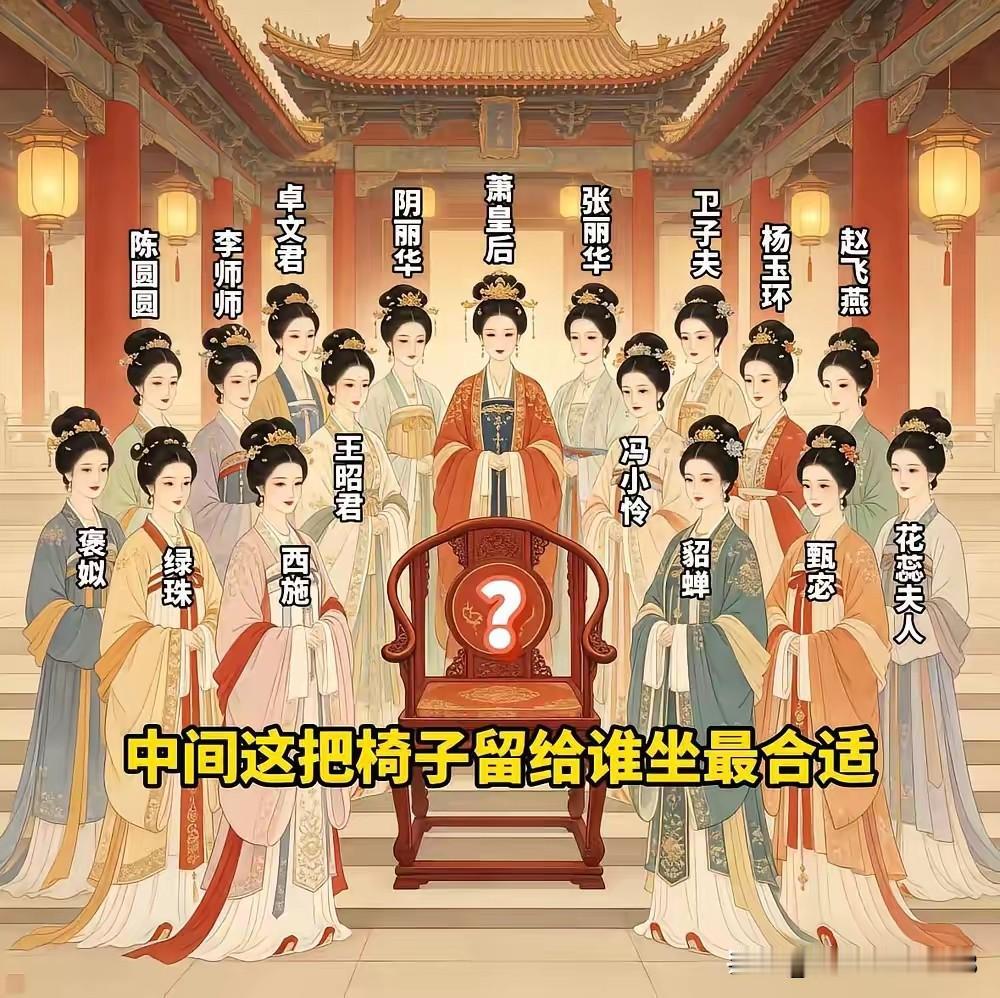 从古至今的变化
 
中间这把椅子，你觉得谁坐最合适？说说你的理由。
 
现代女性