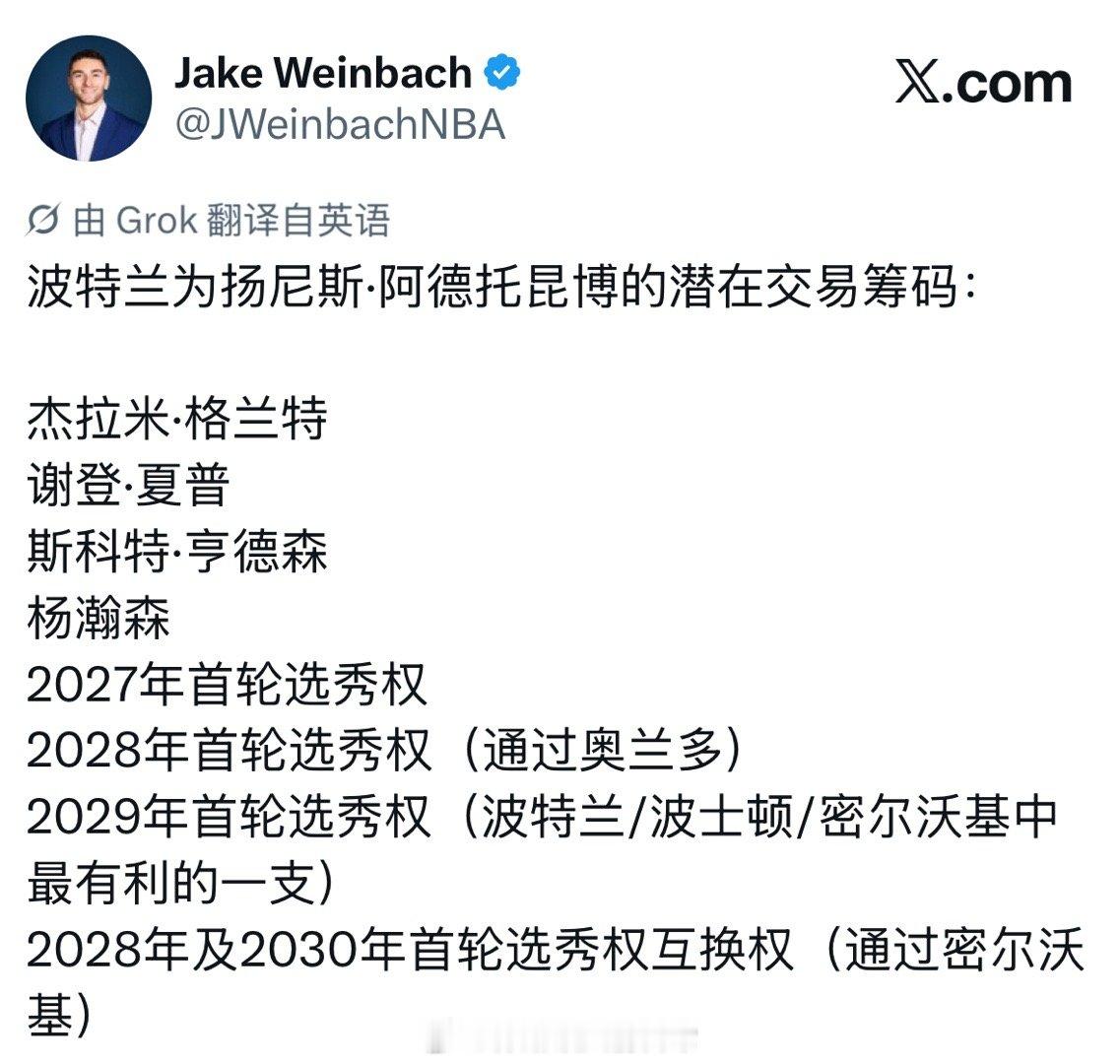 这筹码换字母？还替开拓者摆脱了格兰特的大合同