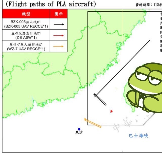 #等蛙回家# 昨天飞越所谓台海中线的固定翼战机全部是无人机。飞越所谓台海中线的无