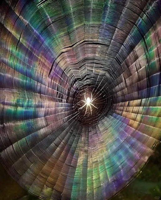 美图欣赏——彩虹般的蜘蛛网