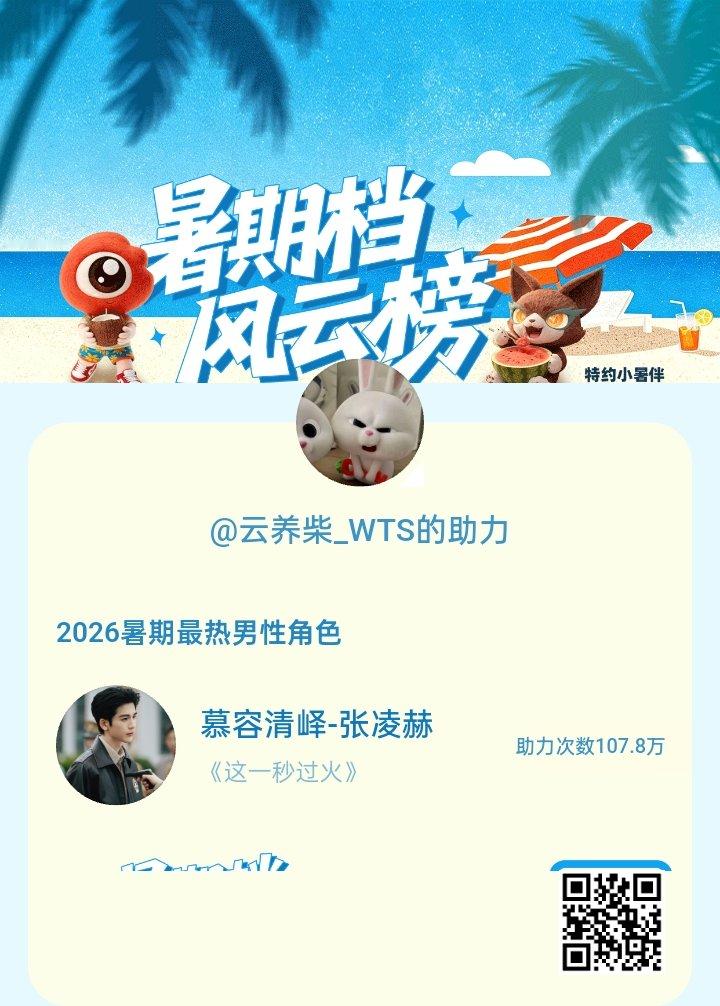 【暑期档风云榜】活动进行中，快来助力他成为今夏最热！2026暑期最热男性角色 暑