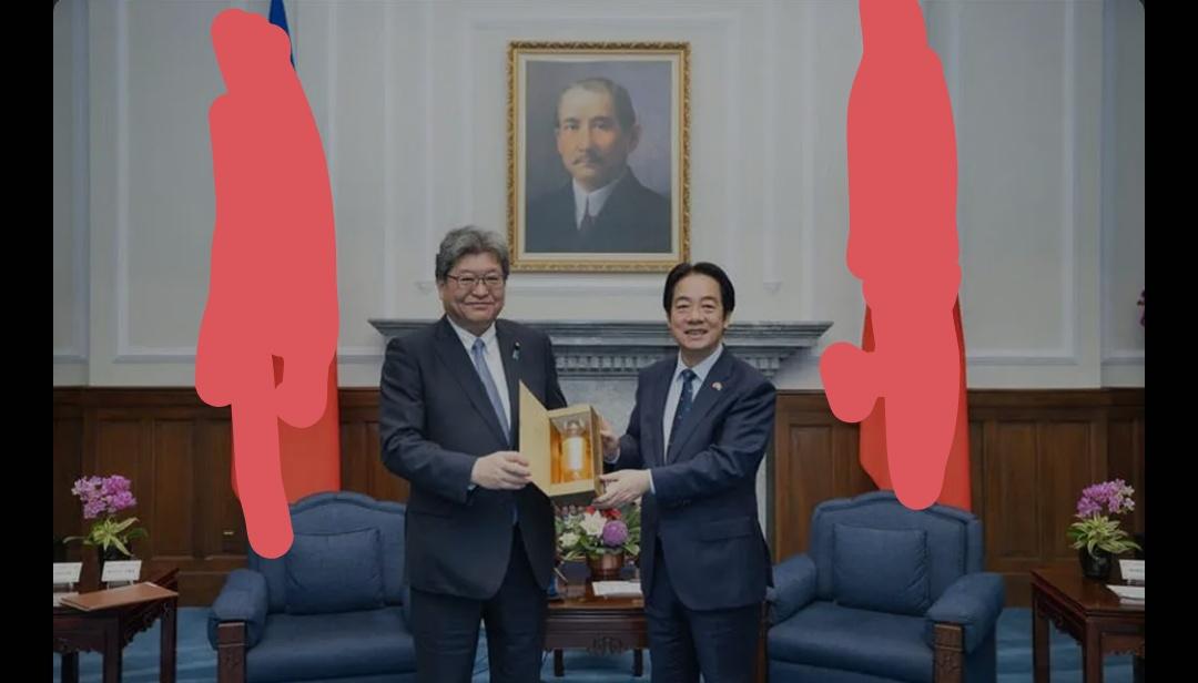 12月22日，台独顽固份子赖清德接见窜访台湾岛的日本自民党代理干事长萩生田光一，