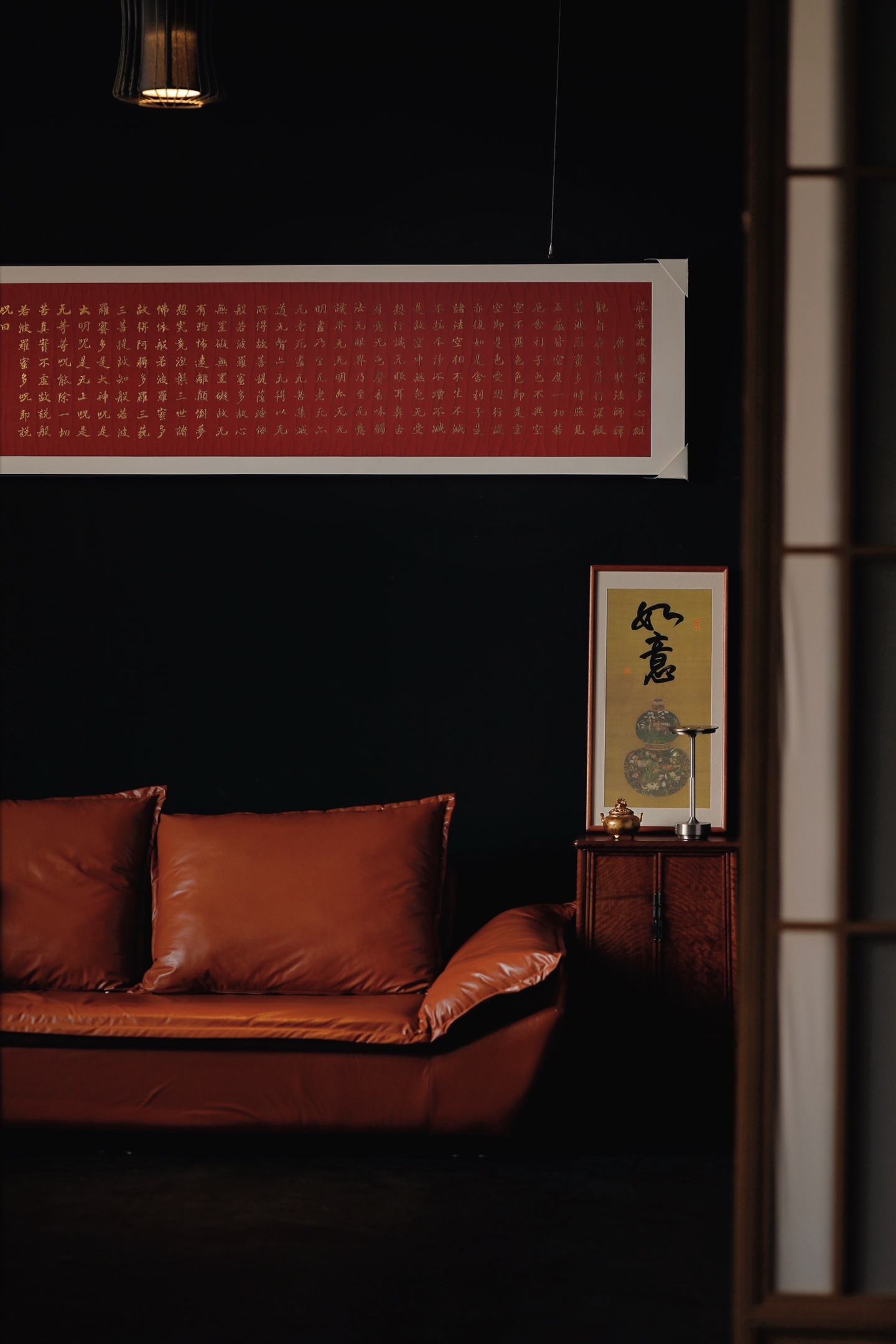 老家具拆房料 | 般若波罗蜜心经·大挂屏拆房老松木底板，原皮壳红漆;新工一比一手