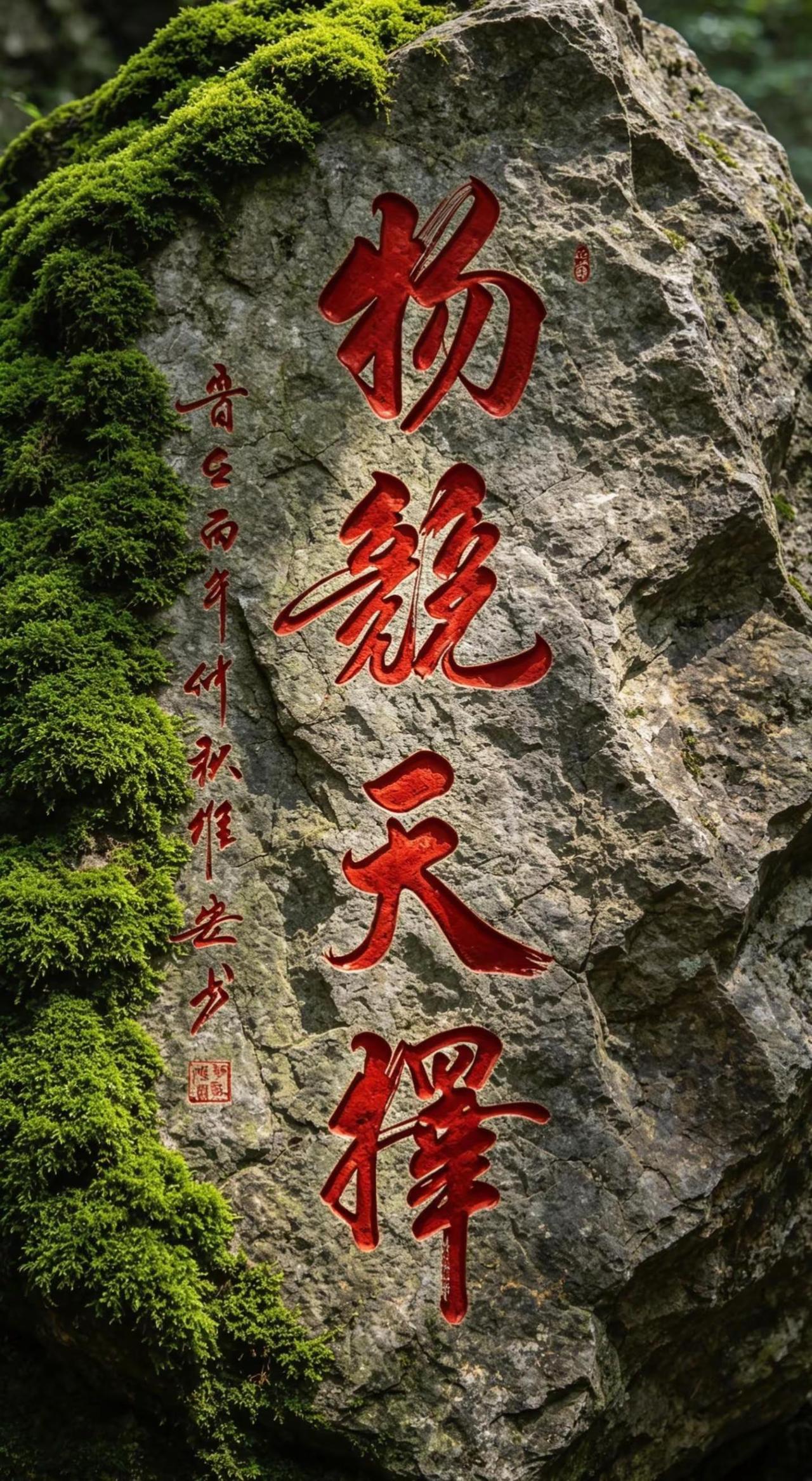 维安书法展览。AI苔痕古刻效果