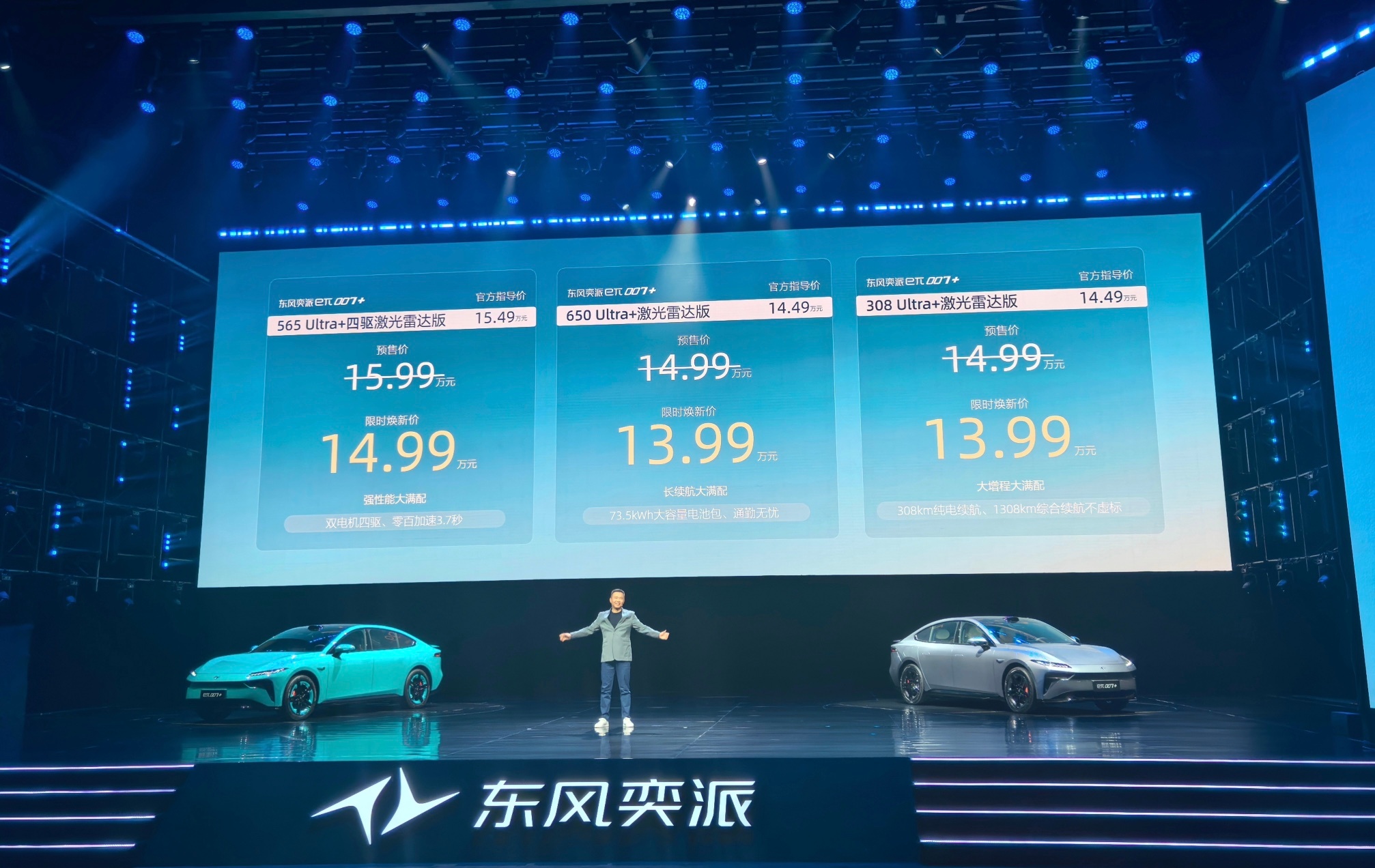 eπ007+正式上市限时指导价13.99万起说下重点： 14万级唯一激光雷达四驱