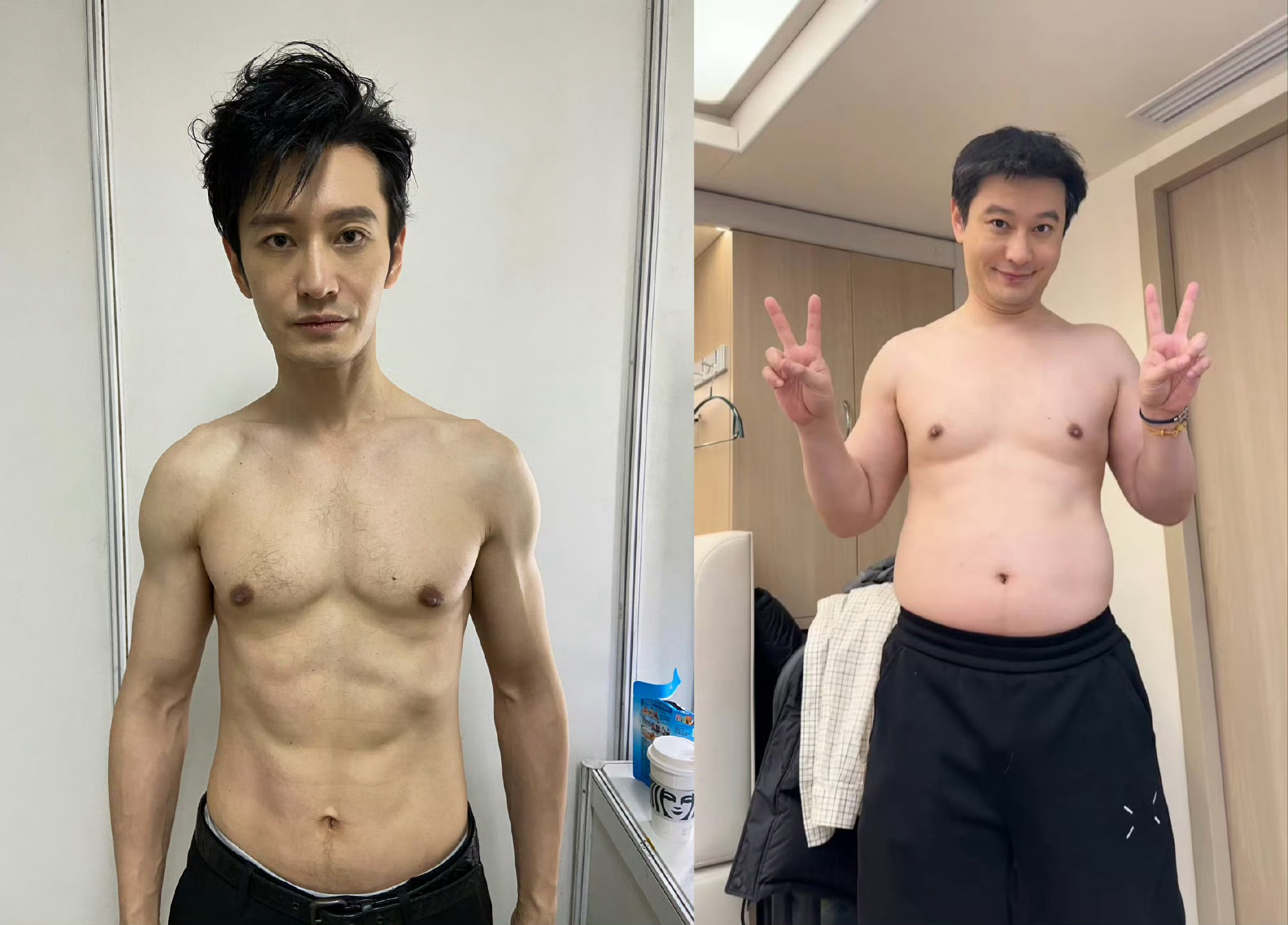 这这这竟然都是黄晓明谁看了不懵啊！黄晓明为角色胖瘦自如，《戴假发的人》瘦到脱相，