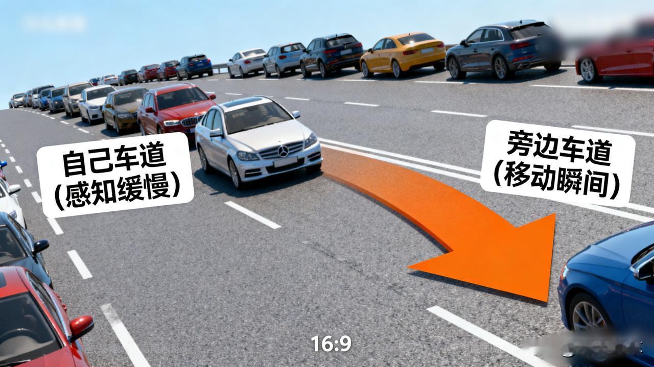 开车时，为啥总感觉旁边的车道走得快？这其实是种“心理学效应”！

这叫“车道效应