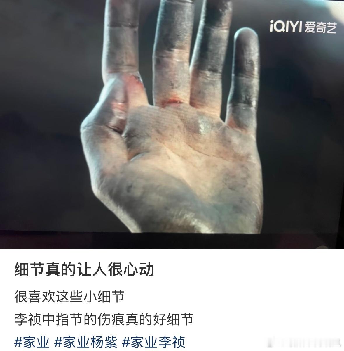 家业细节到连指甲缝都不放过 现在的剧敢把镜头怼到演员指甲缝里的真没几个。看到那一