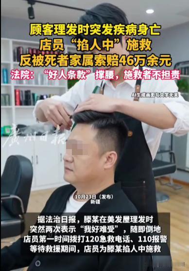 “不能支持谁死谁有理！”新疆奎屯，男子在理发店因身体不适突然晕倒，店员吓坏了，立