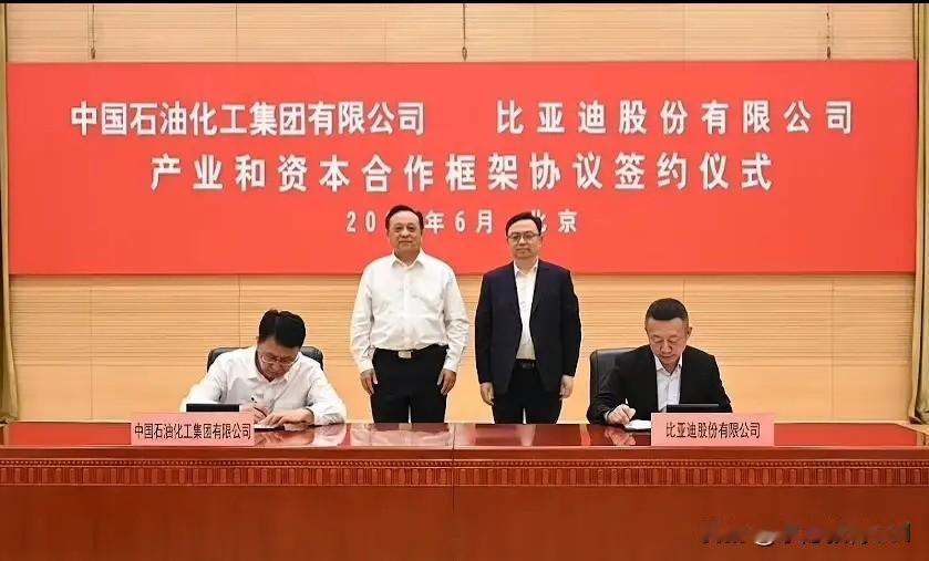 比亚迪和中石化合作，水到渠成的事。
中石化是什么业务？是能源，包括汽车能源。燃油