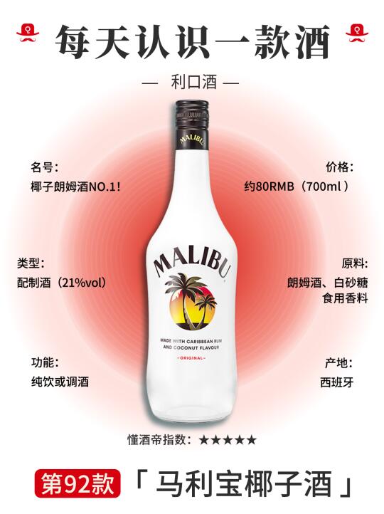 每天认识一款酒〡马利宝✅️椰子朗姆酒NO.1