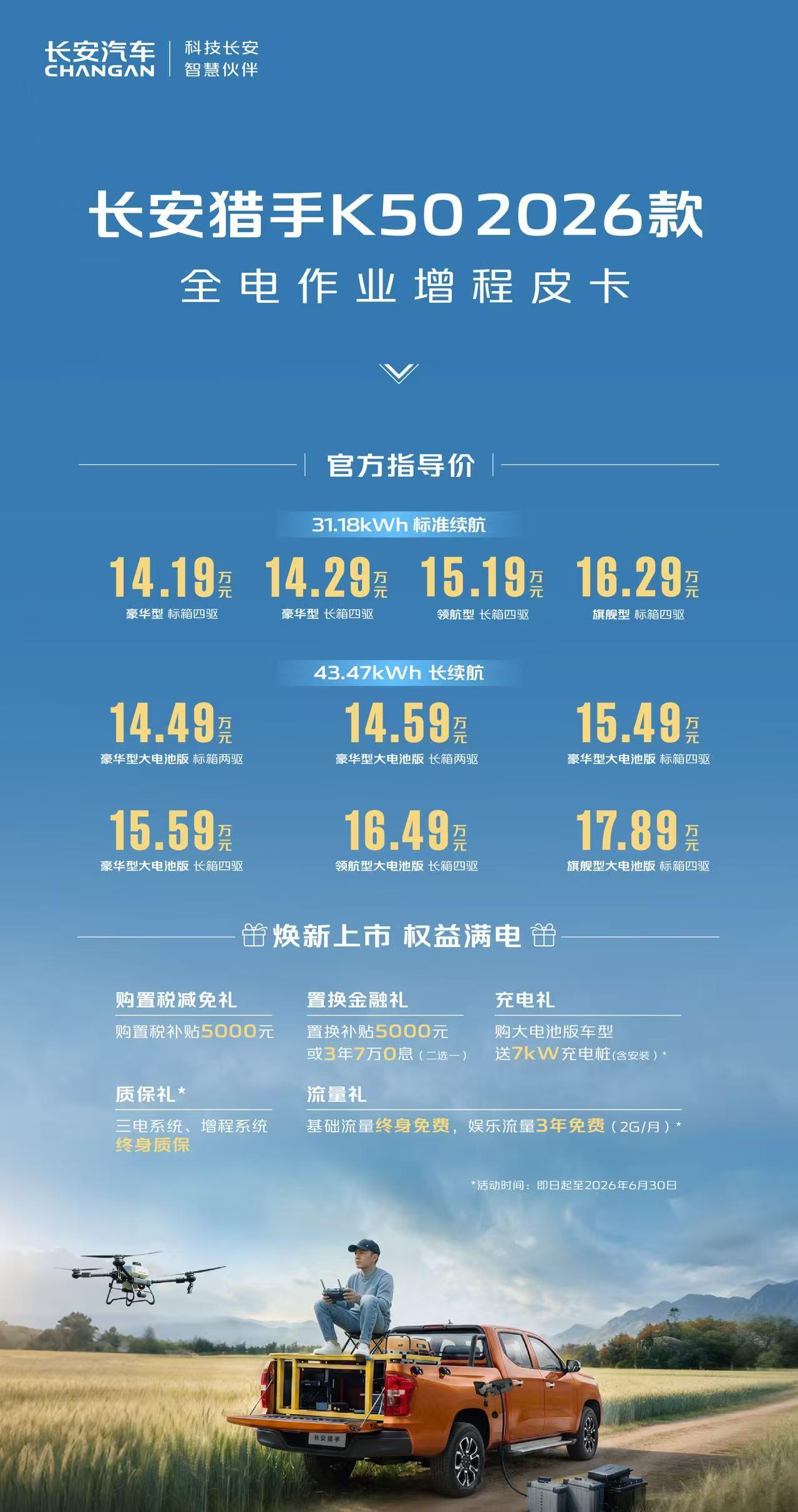 车盟快讯：6月13日，2026年重庆车展开幕日上，2026款长安猎手K50正式上