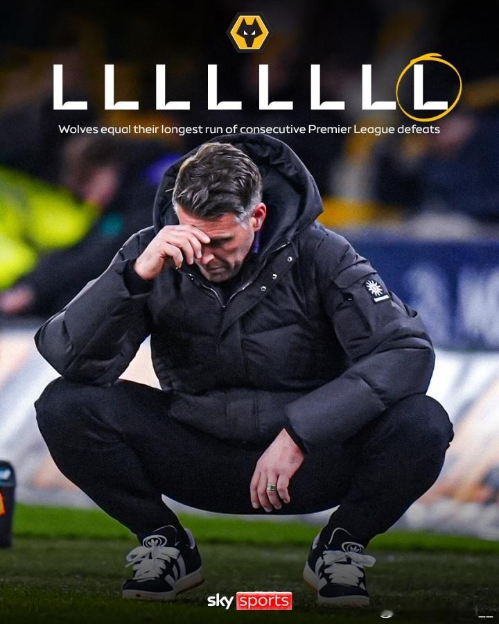 要几连败？本赛季英超，狼队14轮未尝胜绩，2平12负仅得2分，五大联赛“独一档”