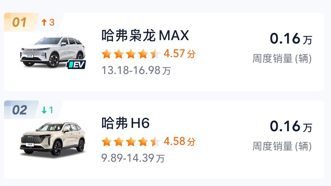 二代哈弗枭龙max上市第四个完整周来到了哈弗第一位[打call] ​​​