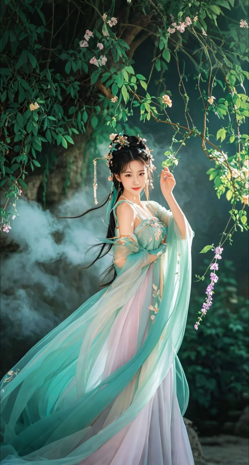 AI扩图 AI烟绕绮裙
