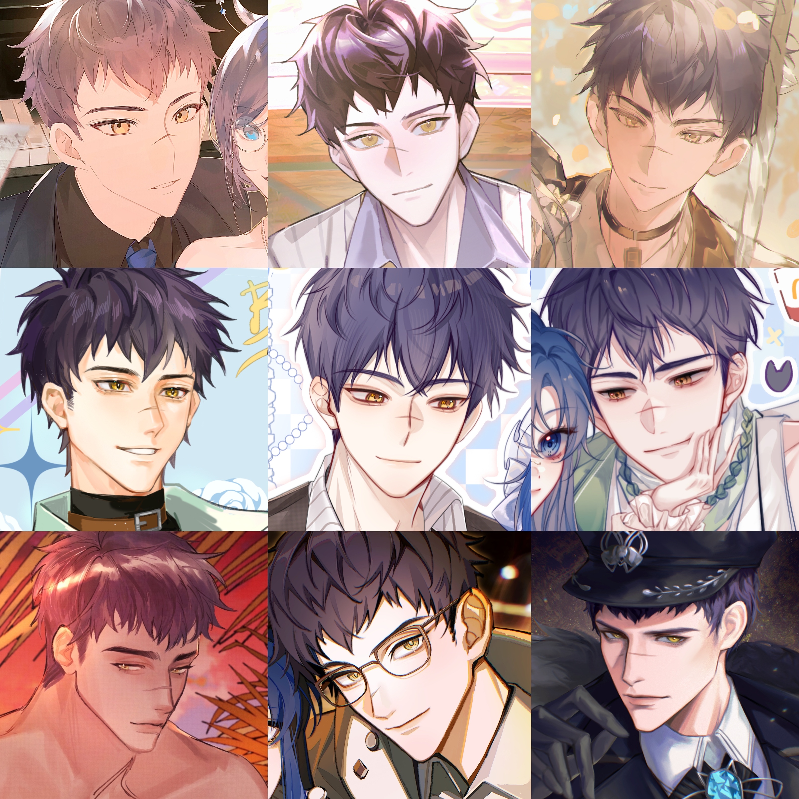 拼尽全力凑出小熊北梦男九宫格 请锐评哪个脸和小熊北本人最般配😋 ​​​