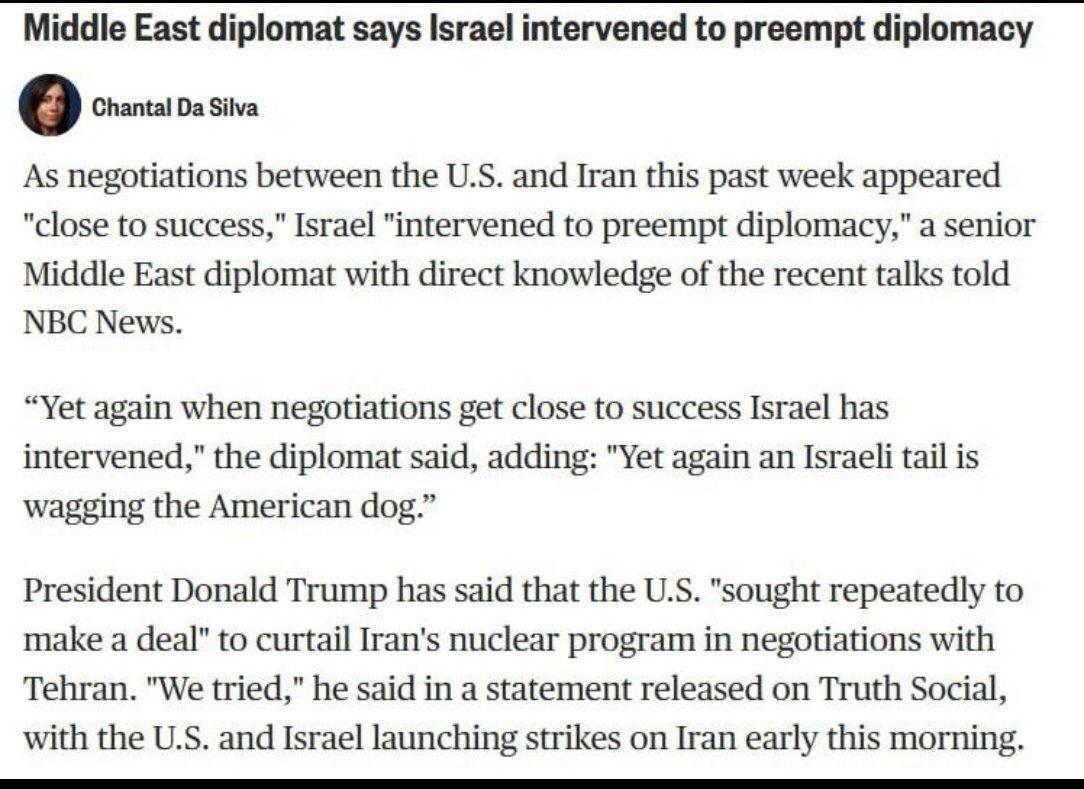 据NBC新闻援引一位未具名的中东国家外交官的话称，美国与伊朗的谈判本已接近成功，