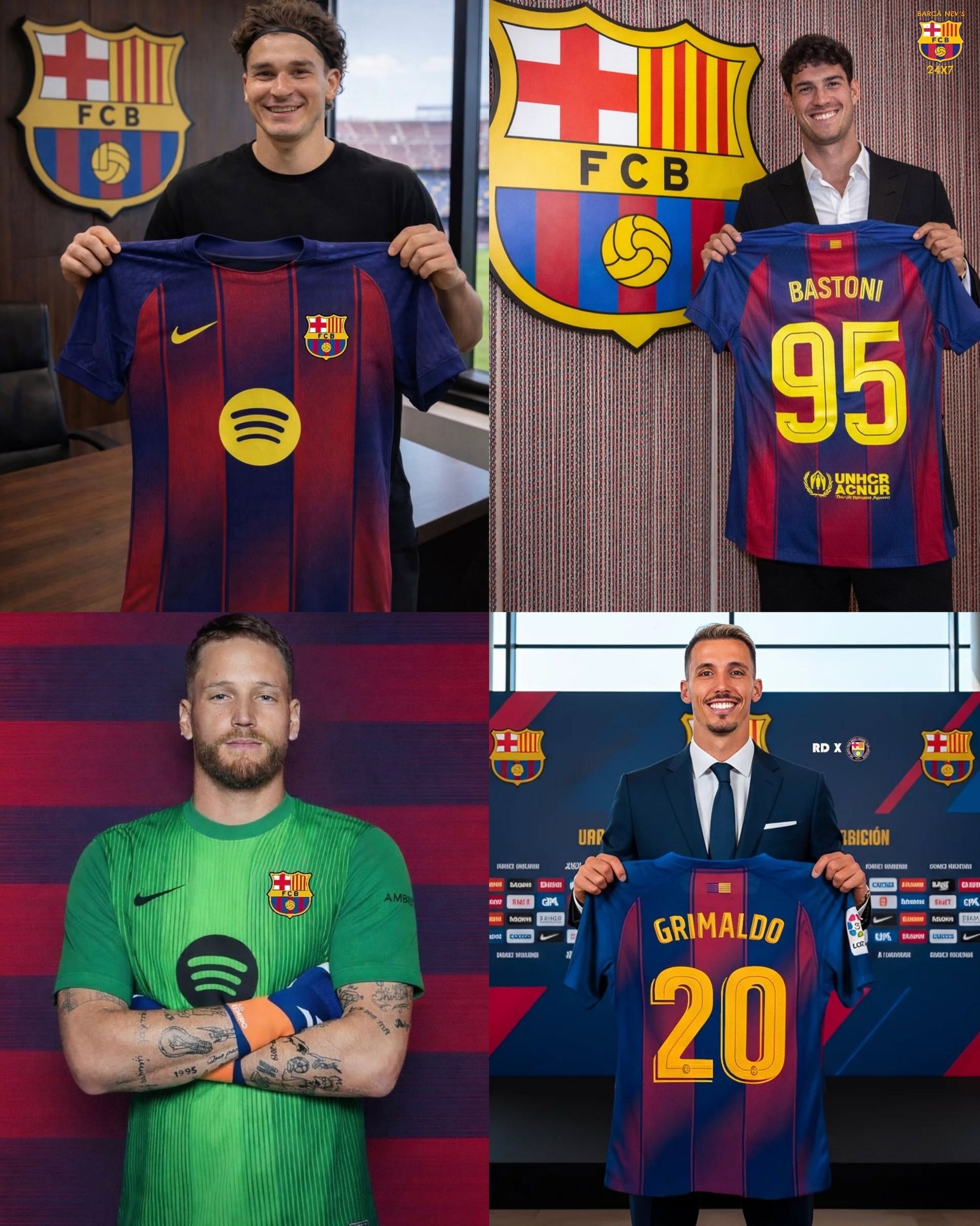 近期与巴萨有转会传闻的球员：阿尔瓦雷斯，巴斯托尼，雷米罗，格里马尔多。🤔🤔?