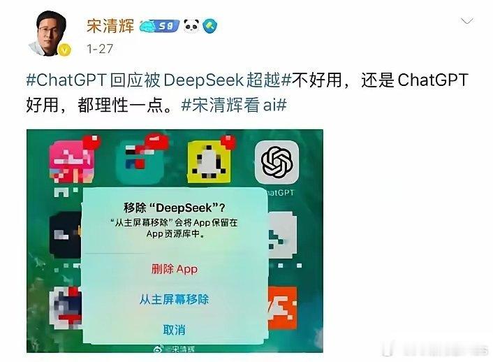 宋清辉这个人的操作让人看不懂……deepseek不是被它删除了吗，怎么到现在还在