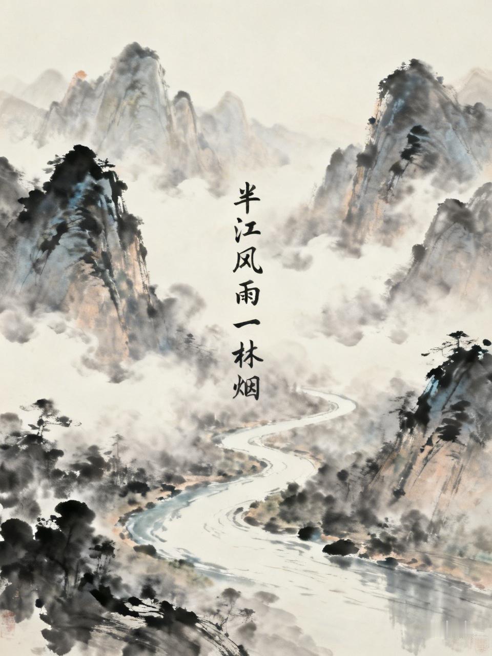 [下联]半江风雨一林烟；长弓邀对 [下联]半江风雨一林烟；长弓邀对
上联：数点水