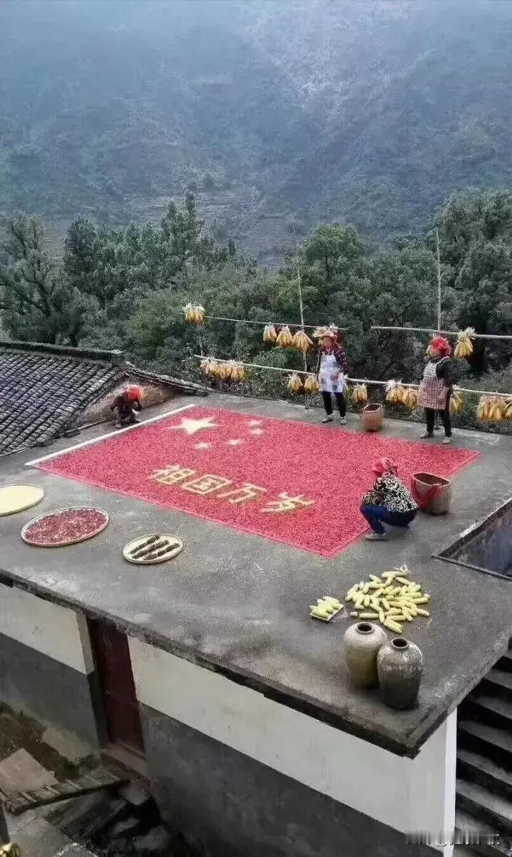 #农民用辣椒玉米拼国旗庆丰收迎国庆#
       最纯朴深情的爱国情怀，为祖国
