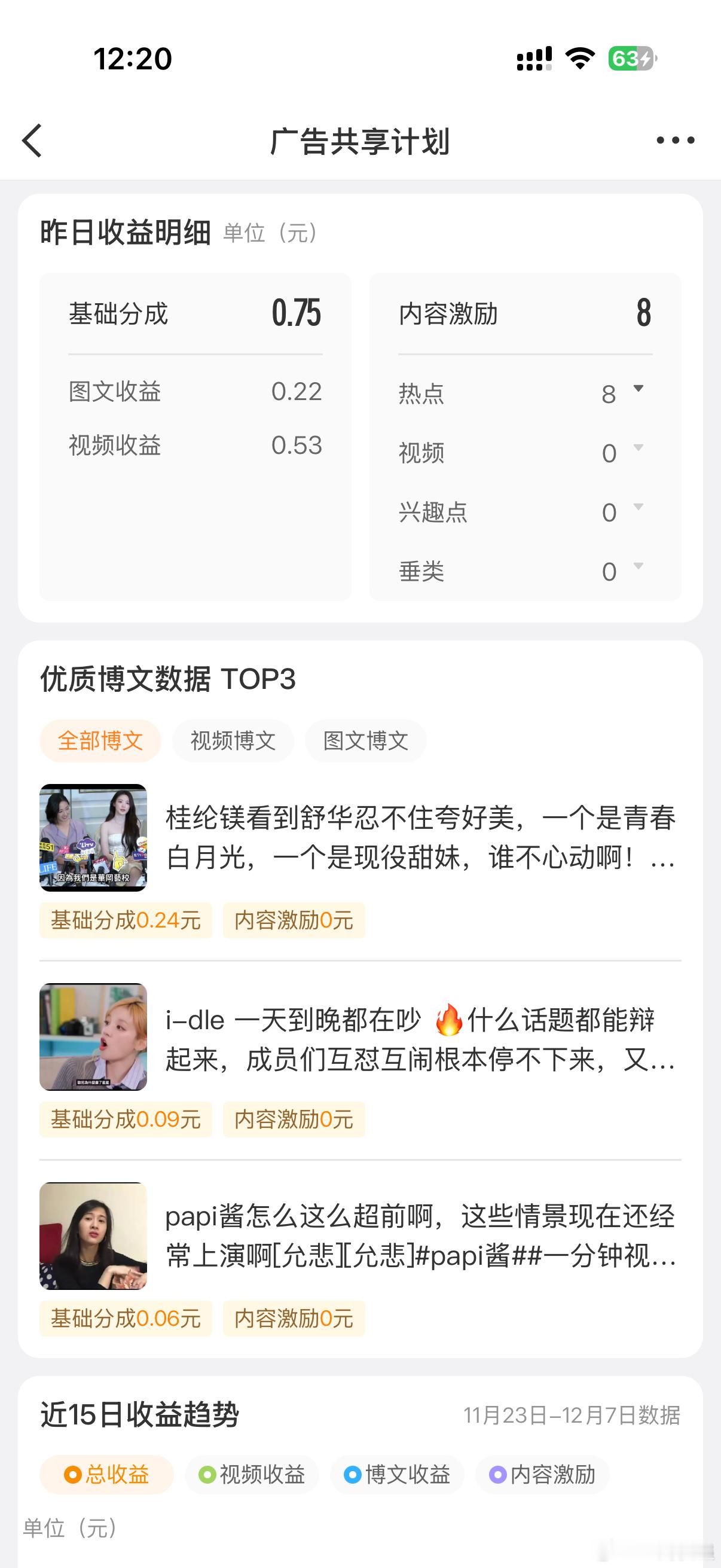 收益我的收益高光时刻 昨天发了8块，大眼现在对娱乐内容限制太多了，天天想学小某书