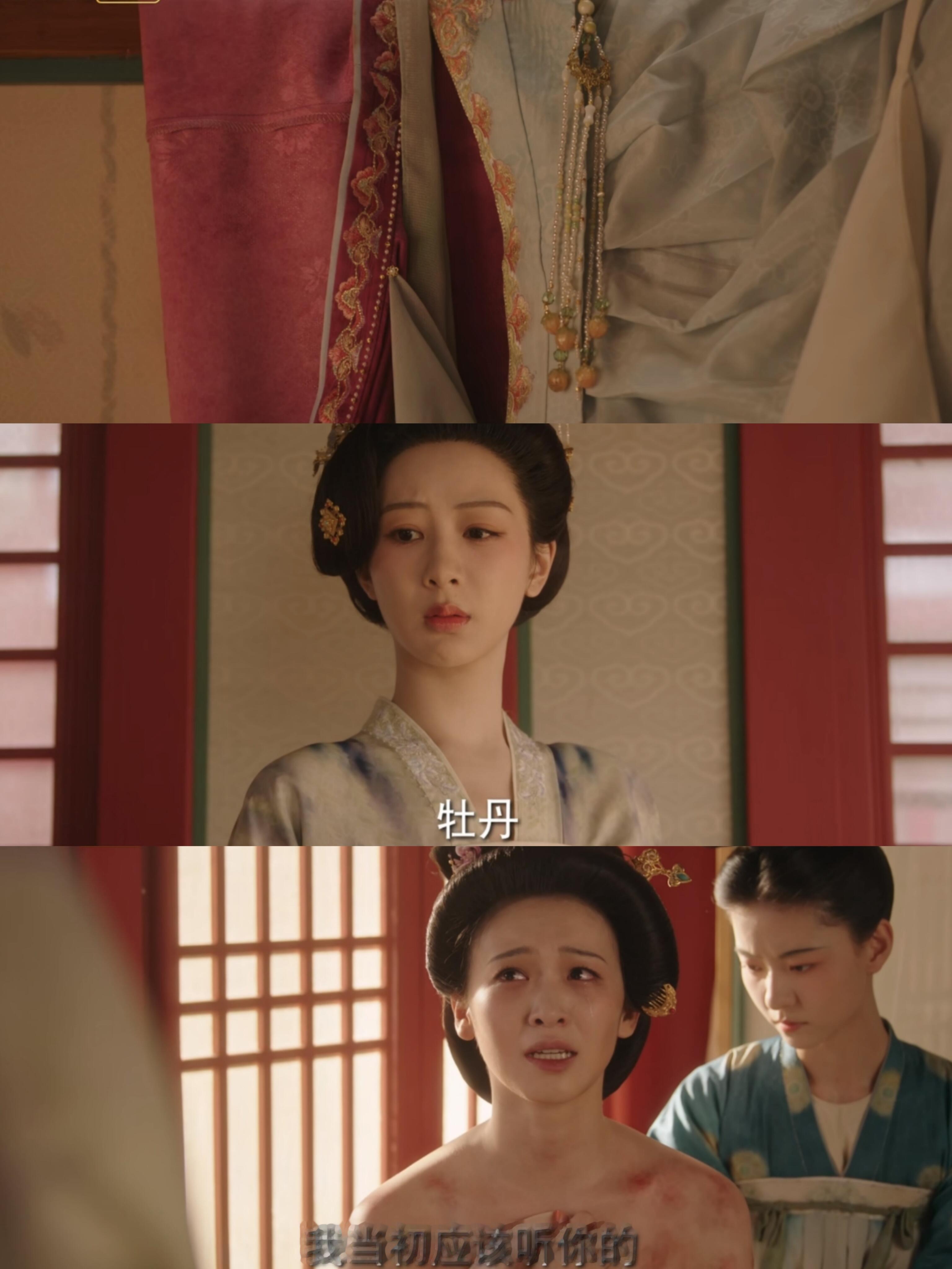 莲舟身着锦衣华服，可那华服之下，却是伤痕累累的身躯，令人心疼。莲舟呀，这真的是你