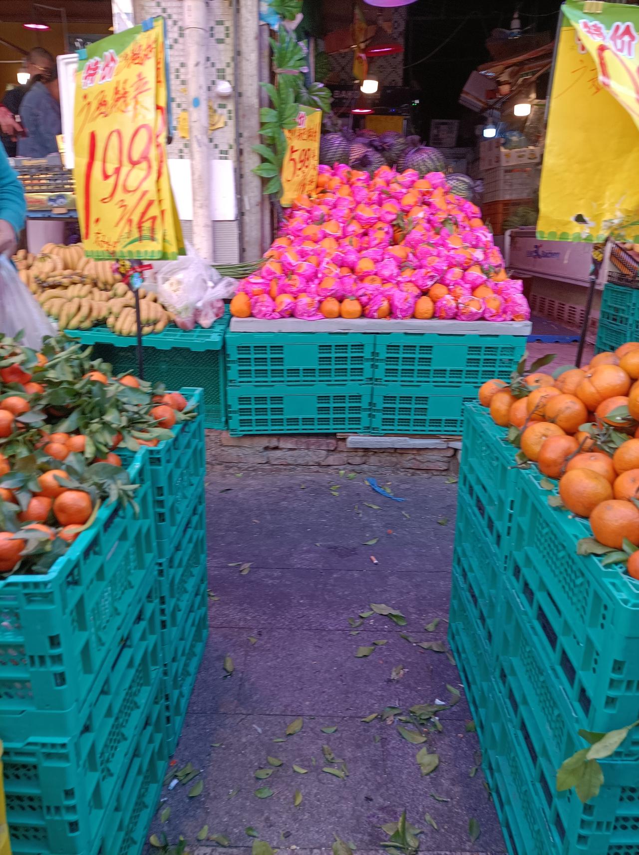 今日随手拍今日水果好便宜，砂糖桔只夏9毛8分钱1斤，香蕉1.98元1斤，柑，1.