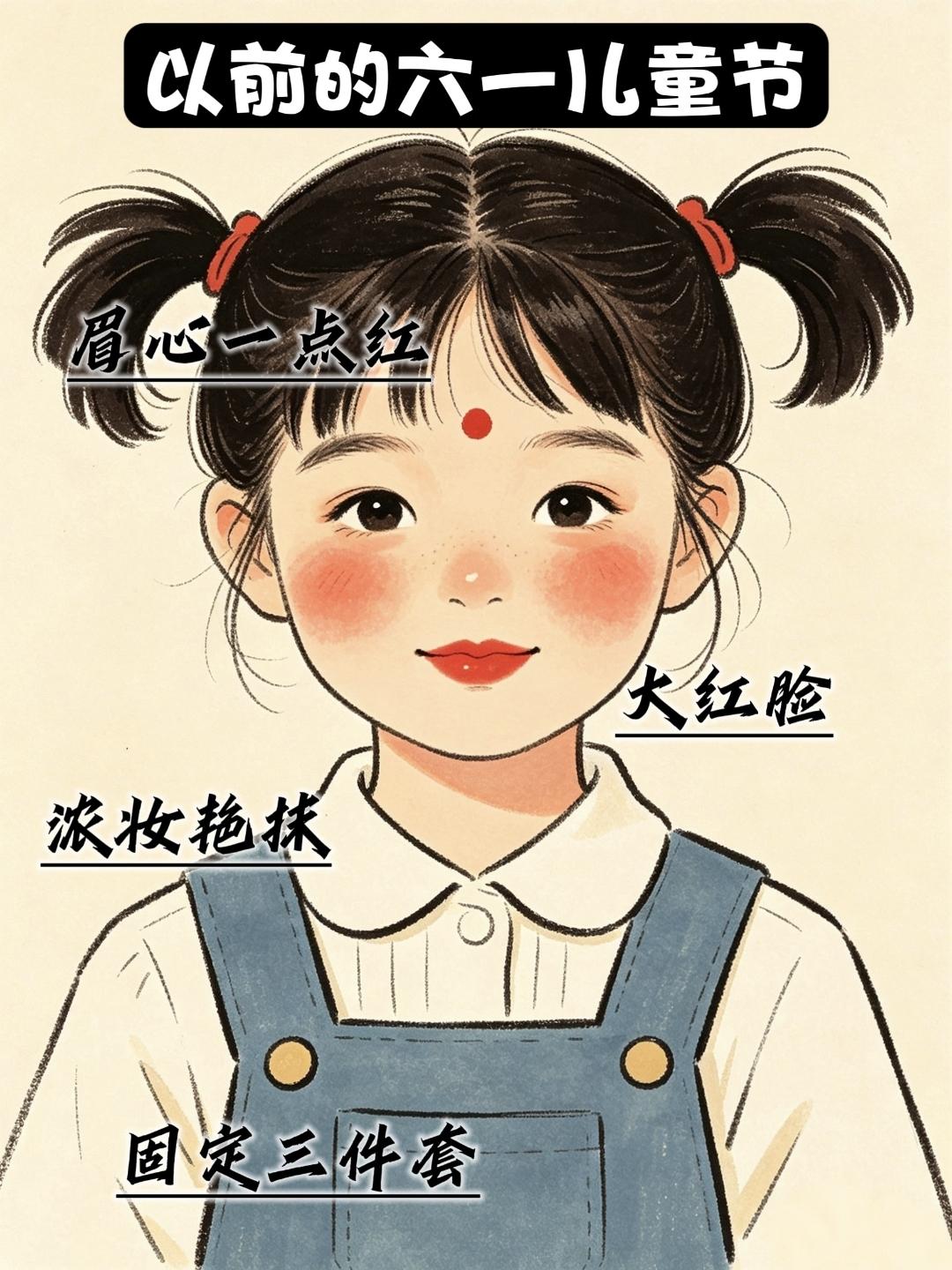 以前的六一🆚现在的六一
以前过六一：主打一个朴素随性，腮红糊满脸，校服走天下