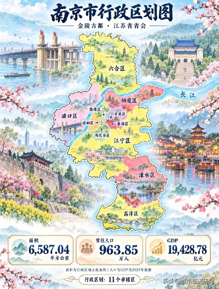 南京市行政区划示意图，南京市有11个市辖区，网友们觉得南京市未来哪个市辖区的发展