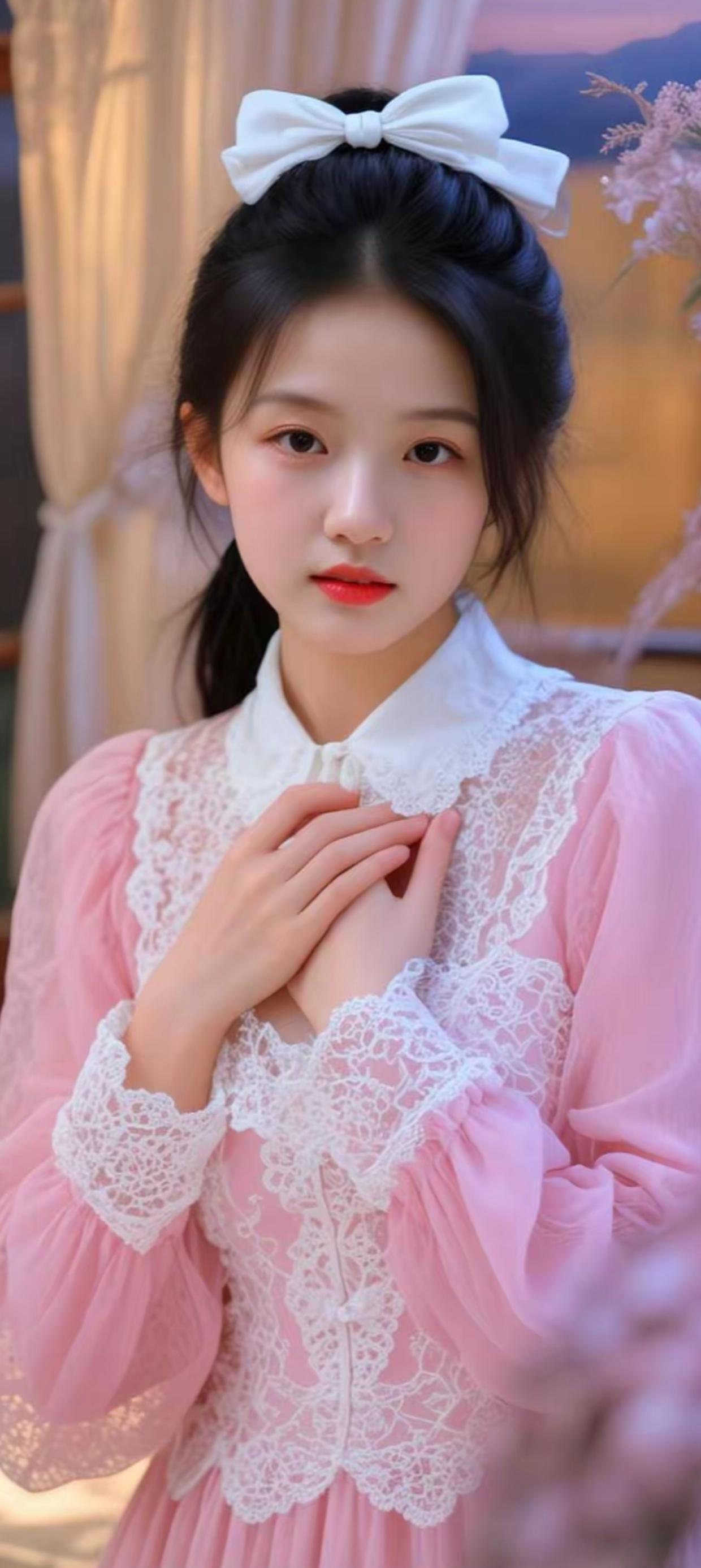 温柔甜美的粉色蕾丝连衣裙，少女心满满！💕