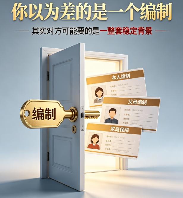 以前我一直以为，年轻人找对象难，归根结底就是没稳定工作、没编制，只要咬牙考上体制