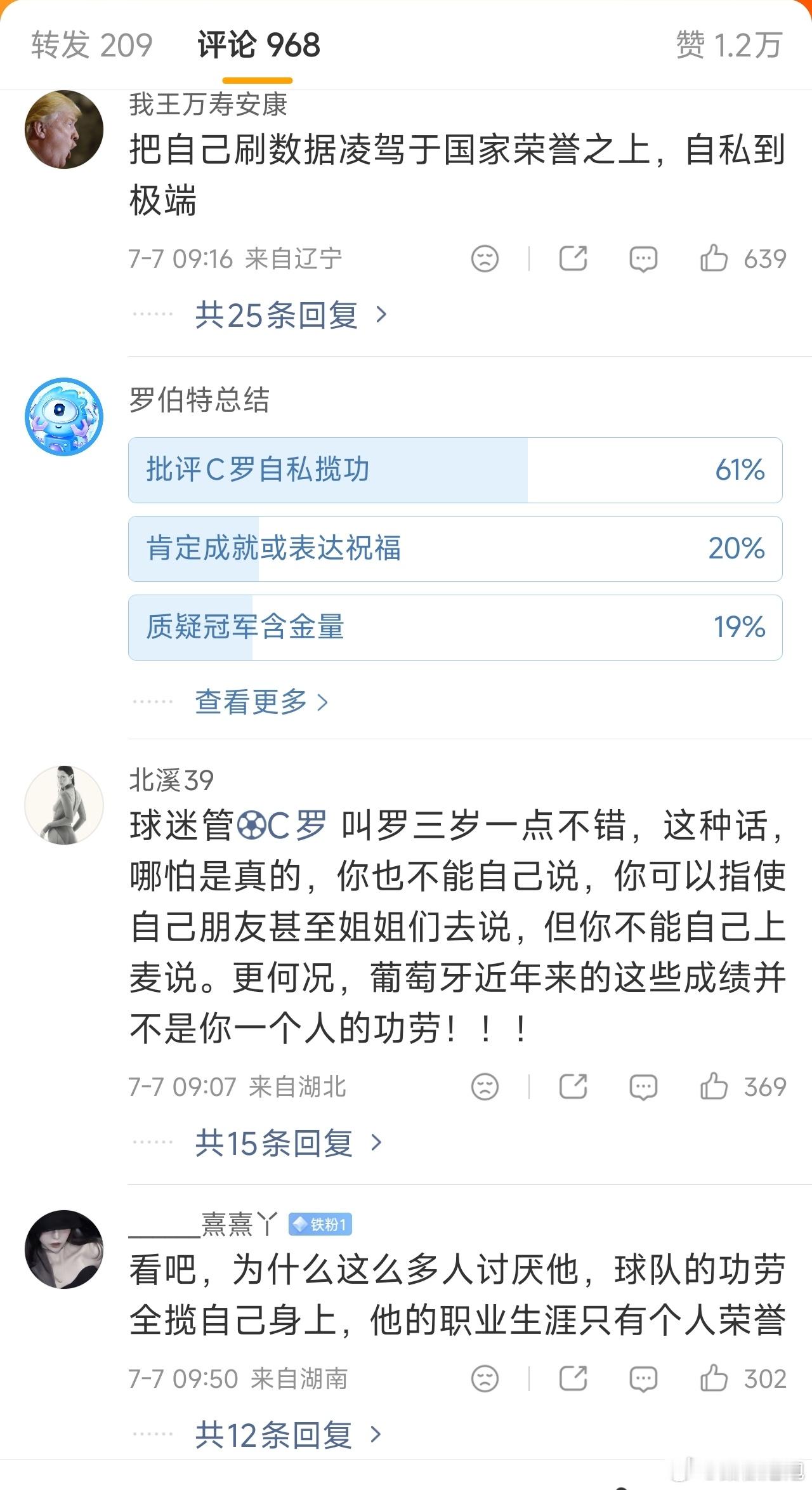 C罗称葡萄牙在我之前没有任何冠军大家对C罗的口碑和判断都是这个样子了，无论如何，
