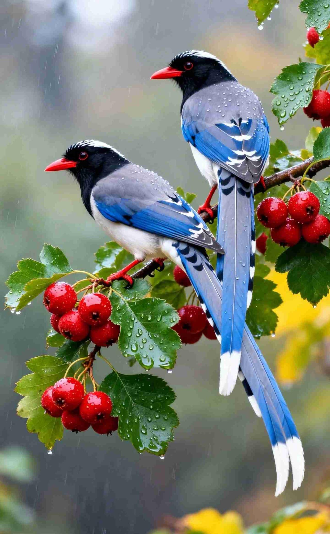 我的今日状态：😁轻松愉快
我这里的天气：☀️晴天
《雨里的蓝鹊》
 
雨还在落