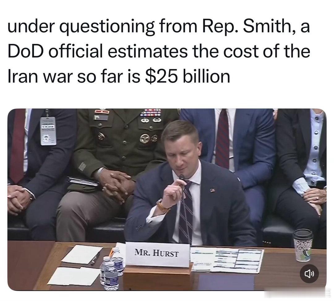 军方在国会听证，首次透露对伊行动两个月来的花费：两百五十亿美元 (数据来自国防部