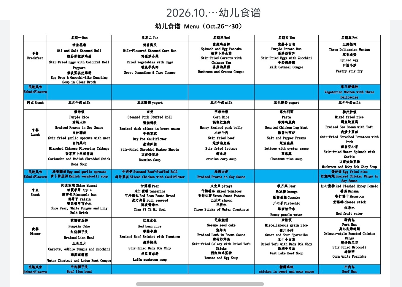幼儿园一周食谱，一天要吃20种不同的食物[老师好][老师好][老师好]。现在的娃