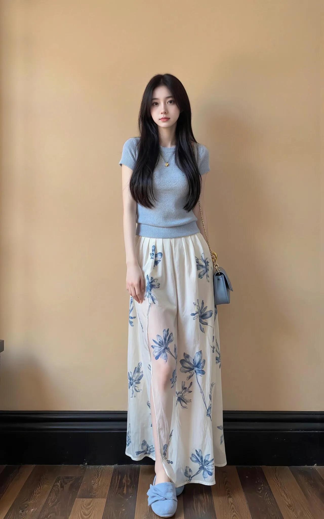 温柔蓝调穿搭