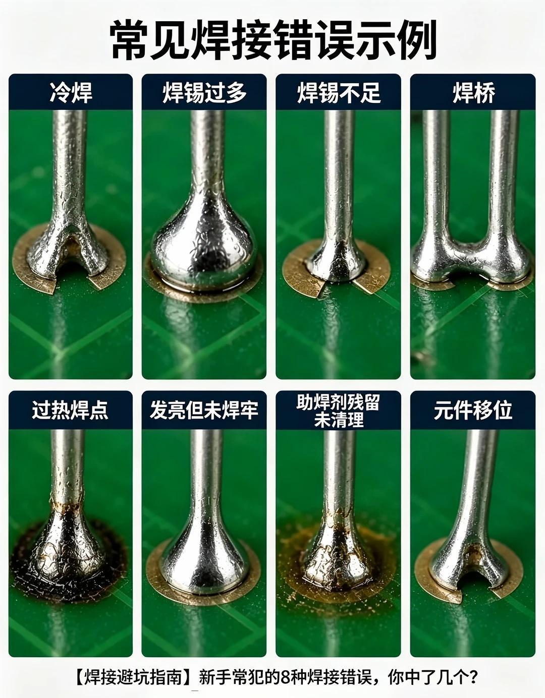 电子焊接八大常见错误，新手一定要避开
很多电子元器件从业者、维修新手焊接时，总遇