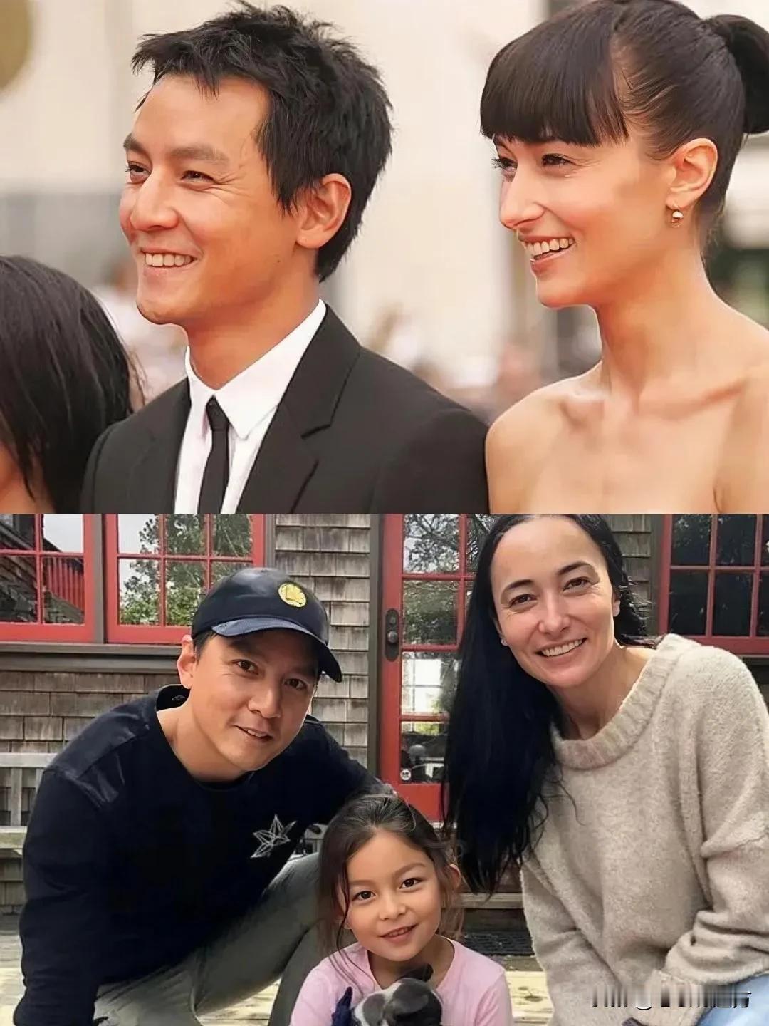 吴彦祖一家三口共用一张脸 ​，好有夫妻像！
#吴彦祖#