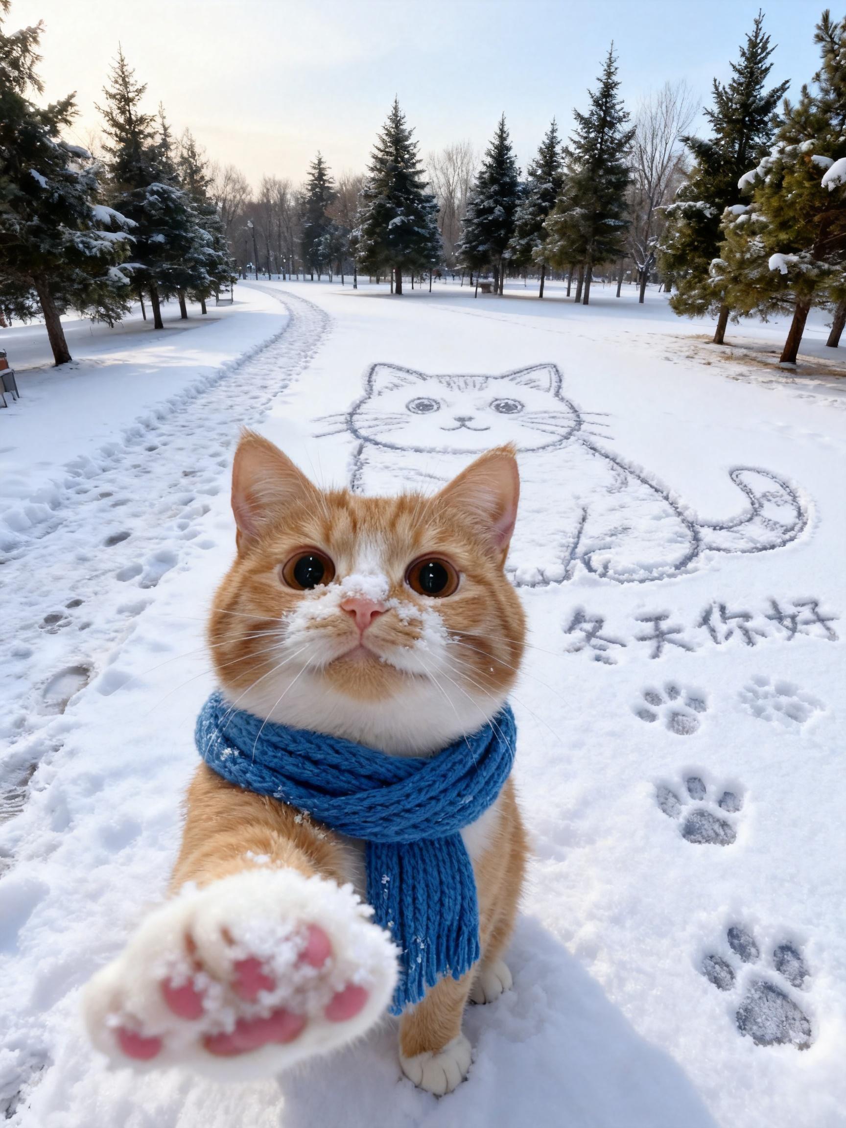 雪地萌宠画境 一键拥有雪地萌宠素描画 也太可爱了吧 萌宠出道计划
